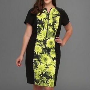 Michael Michael Kors English garden Floral pear (green) and black dress …